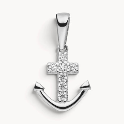Glücksanhänger „Anker“ in Gold &amp; Silber mit Zirkonia