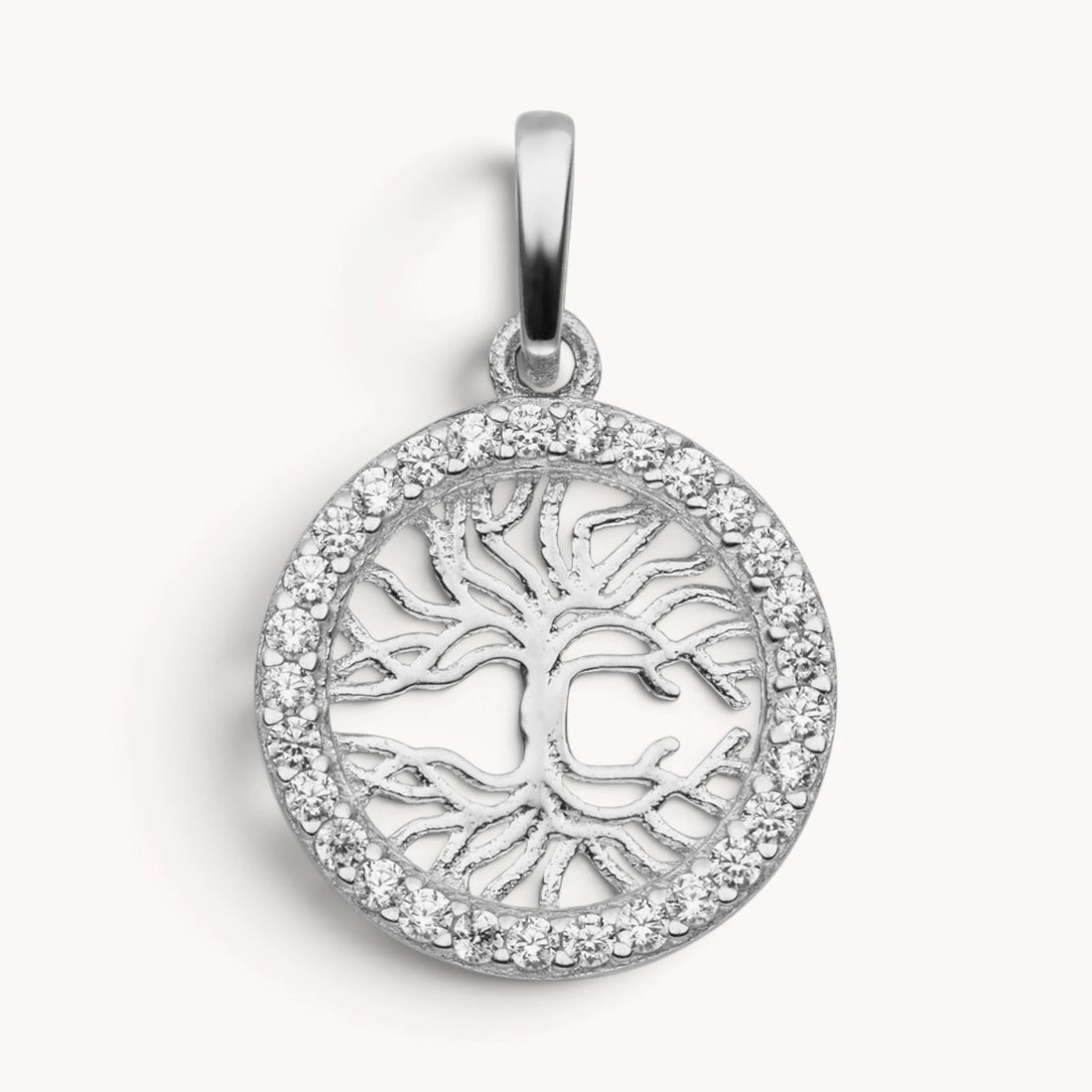 Glücksanhänger „Lebensbaum“ in Gold &amp; Silber mit Zirkonia