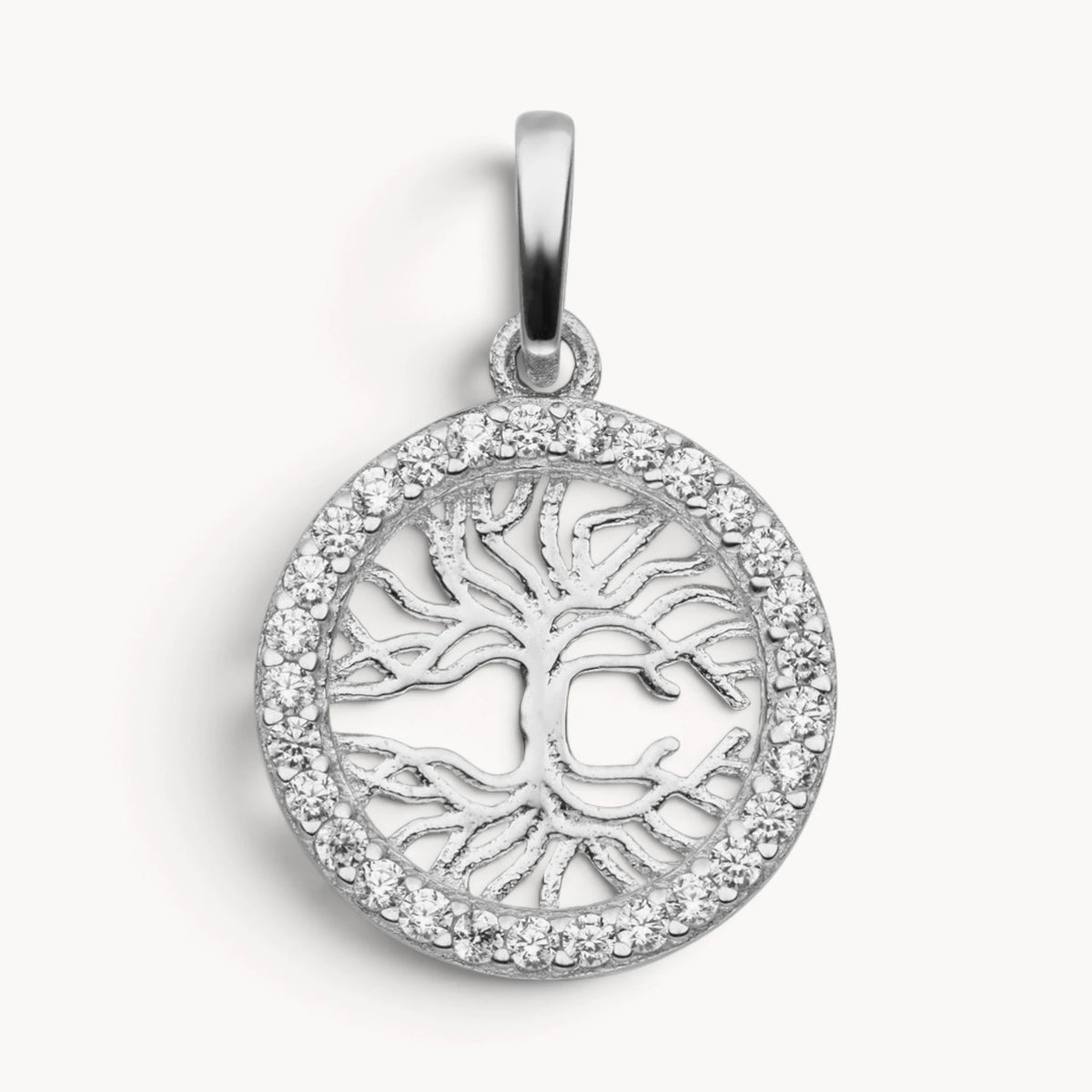 Glücksanhänger „Lebensbaum“ in Gold &amp; Silber mit Zirkonia