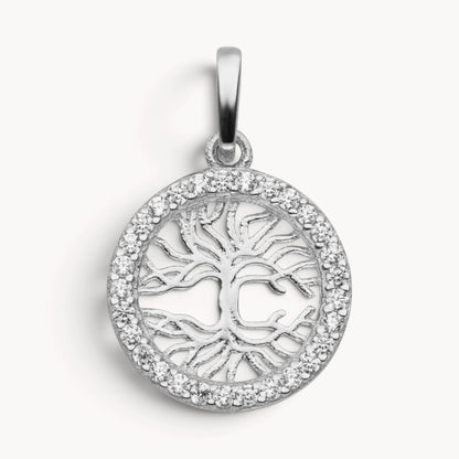 Glücksanhänger „Lebensbaum“ in Gold &amp; Silber mit Zirkonia