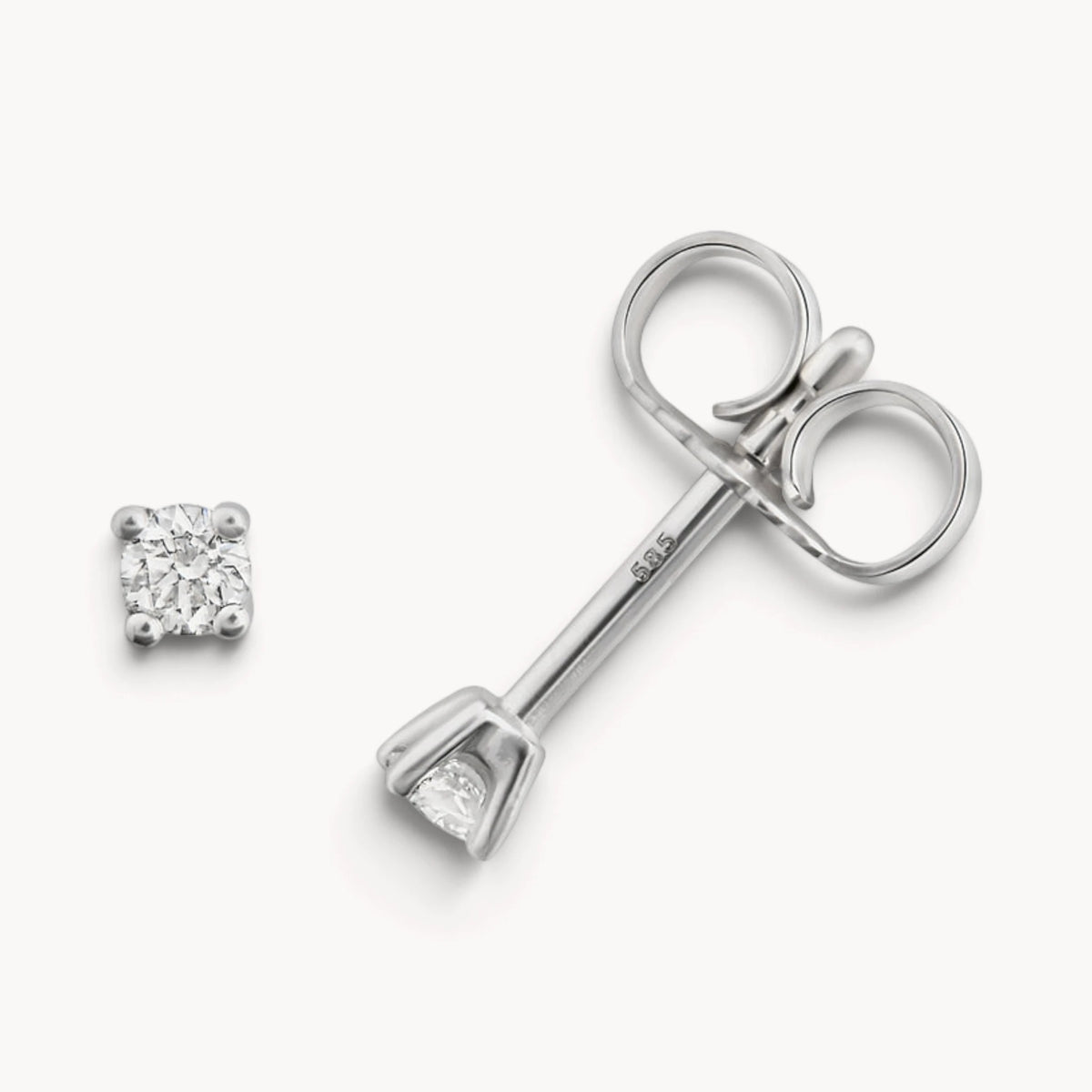 Ohrstecker in Gold &amp; Platin mit Diamant, 4er-Krappenfassung