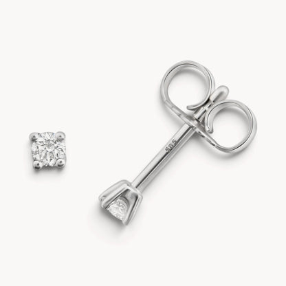 Ohrstecker in Gold &amp; Platin mit Diamant, 4er-Krappenfassung