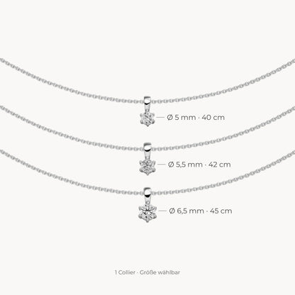 Collier in 925er Silber mit Zirkonia – 925 Silber rhodiniert, Größe wählbar