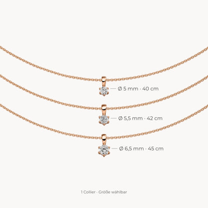 Collier in 925er Silber mit Zirkonia – 925 Silber rosé vergoldet, Größe wählbar