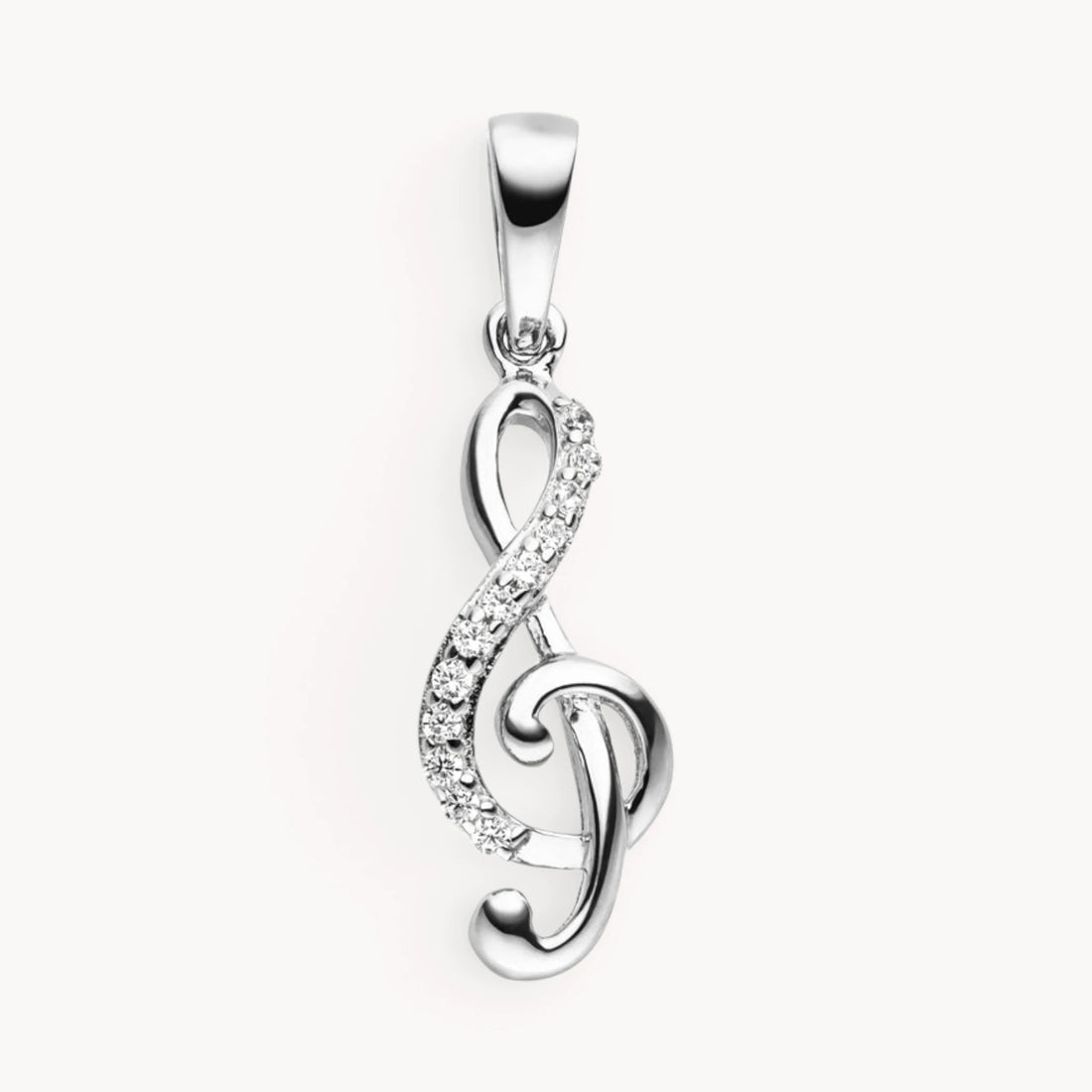 Glücksanhänger „Notenschlüssel“ in Gold &amp; Silber mit Zirkonia