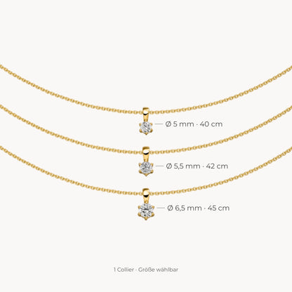 Collier in 925er Silber mit Zirkonia – 925 Silber gelb vergoldet, Größe wählbar