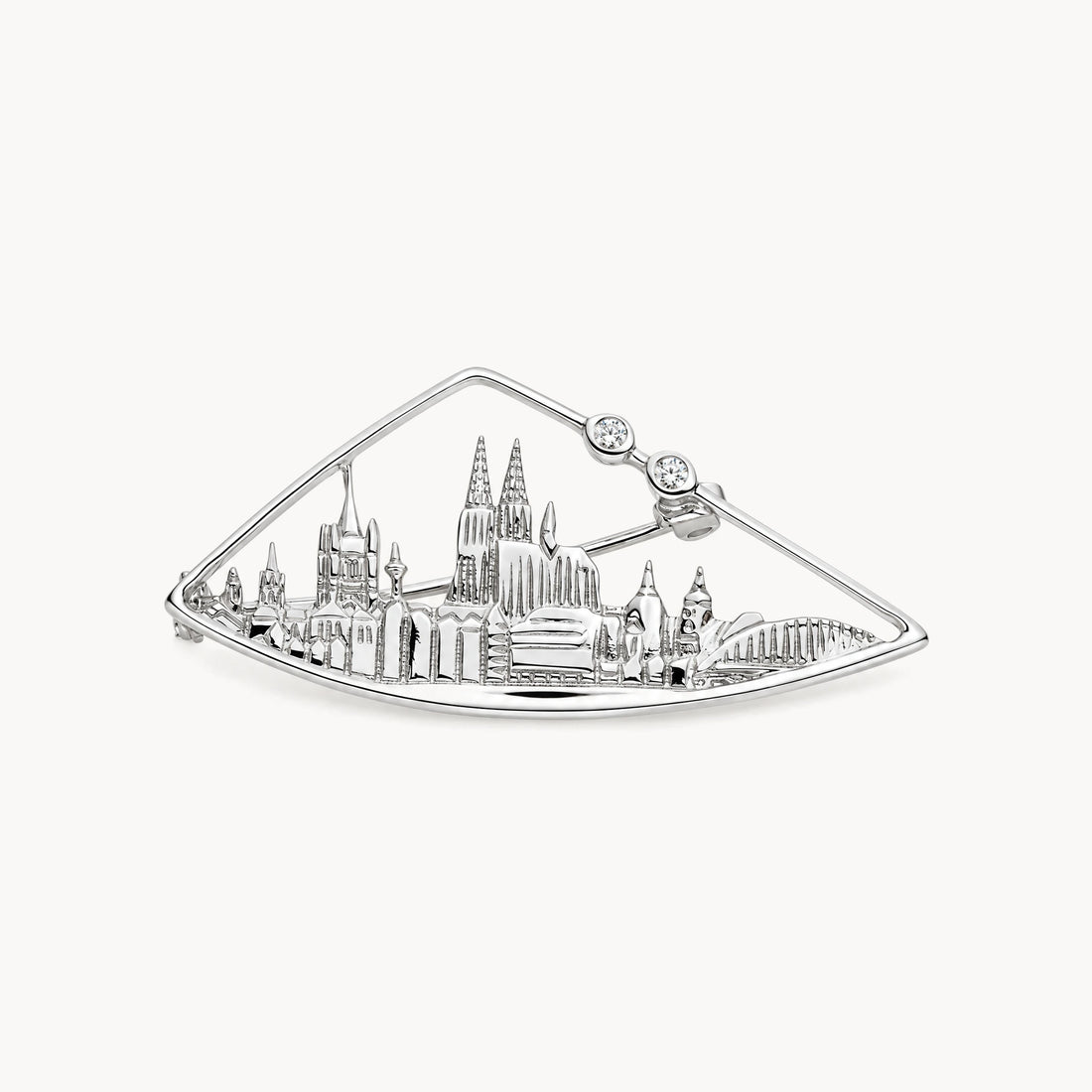 Brosche in 925er Silber rhodiniert mit Zirkonia
