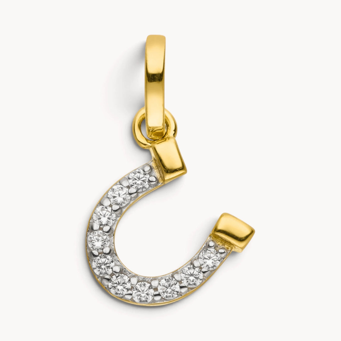 Glücksanhänger „Hufeisen“ in Gold &amp; Silber mit Zirkonia