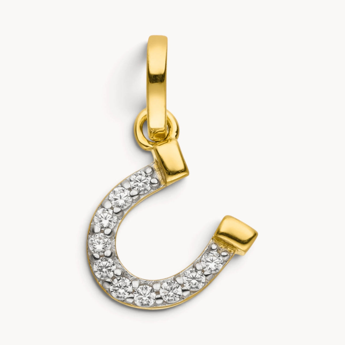 Glücksanhänger „Hufeisen“ in Gold &amp; Silber mit Zirkonia