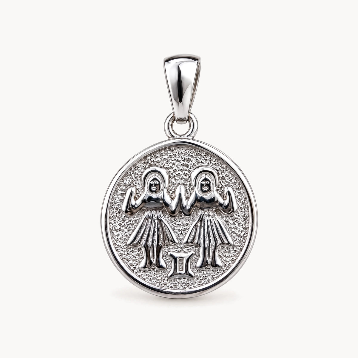 Sternzeichenanhänger in 925er Silber rhodiniert, massiv – Sternzeichen Zwillinge