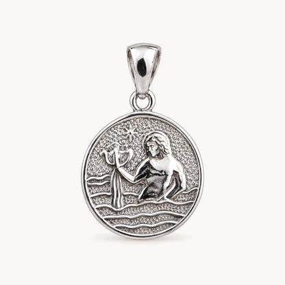 Sternzeichenanhänger in 925er Silber rhodiniert, massiv – Sternzeichen Wassermann