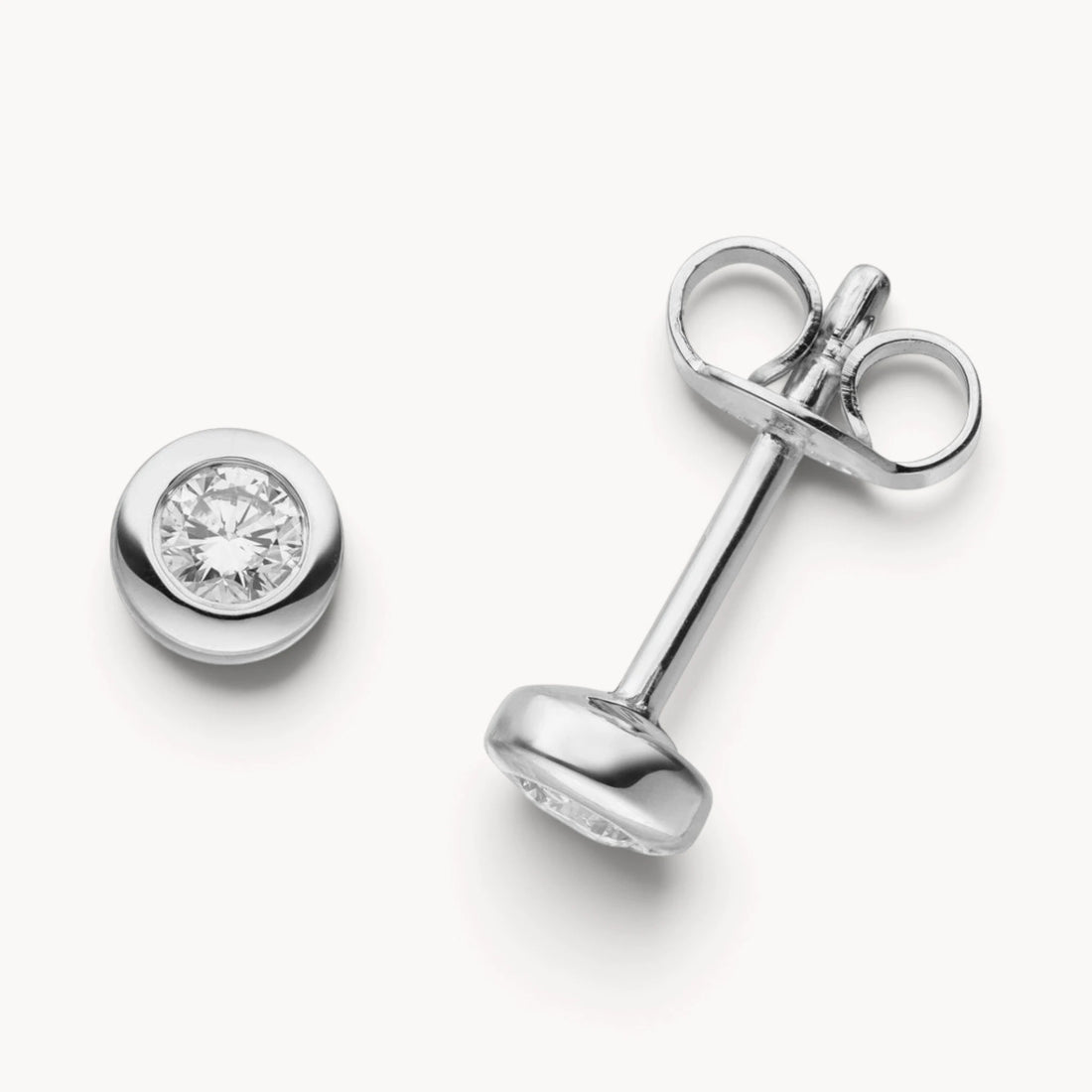 Ohrstecker in Gold &amp; Platin mit Diamant, Zargenfassung