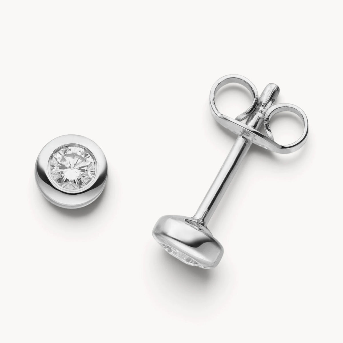 Ohrstecker in Gold &amp; Platin mit Diamant, Zargenfassung