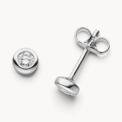 Ohrstecker in Gold &amp; Platin mit Diamant, Zargenfassung