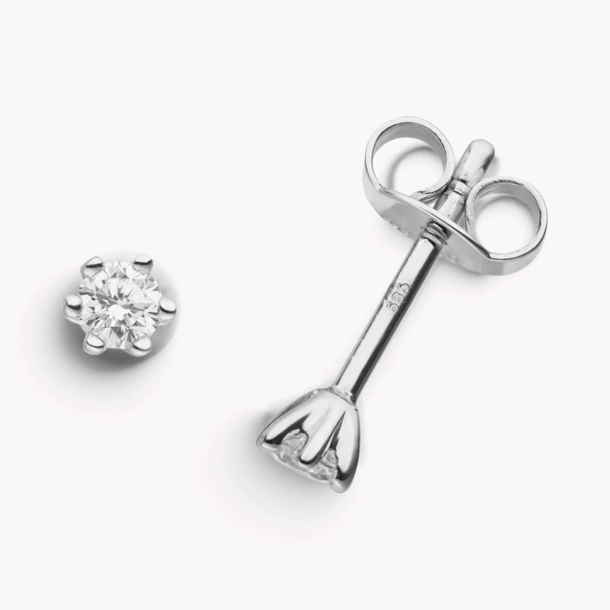 Ohrstecker in Gold &amp; Platin mit Diamant, 6er-Krappenfassung