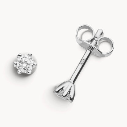Ohrstecker in Gold &amp; Platin mit Diamant, 6er-Krappenfassung