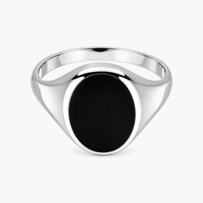 Herrenring in 925er Silber rhodiniert mit Onyx