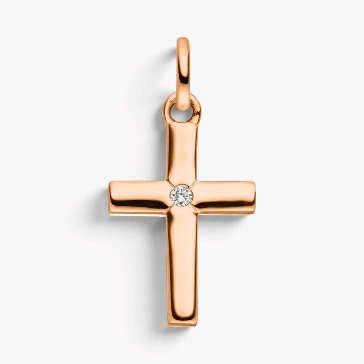 Kreuzanhänger in 585er Gold mit Diamant