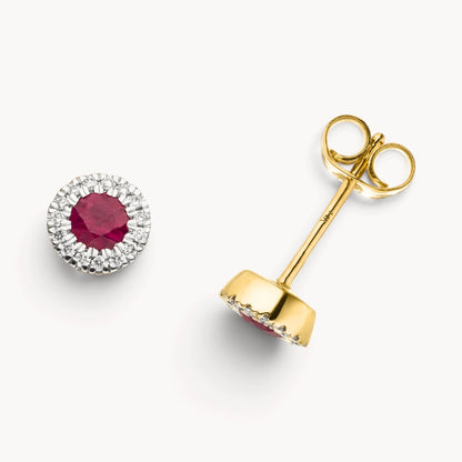 Ohrstecker in 585er Gold mit Farbsteinen &amp; Diamant