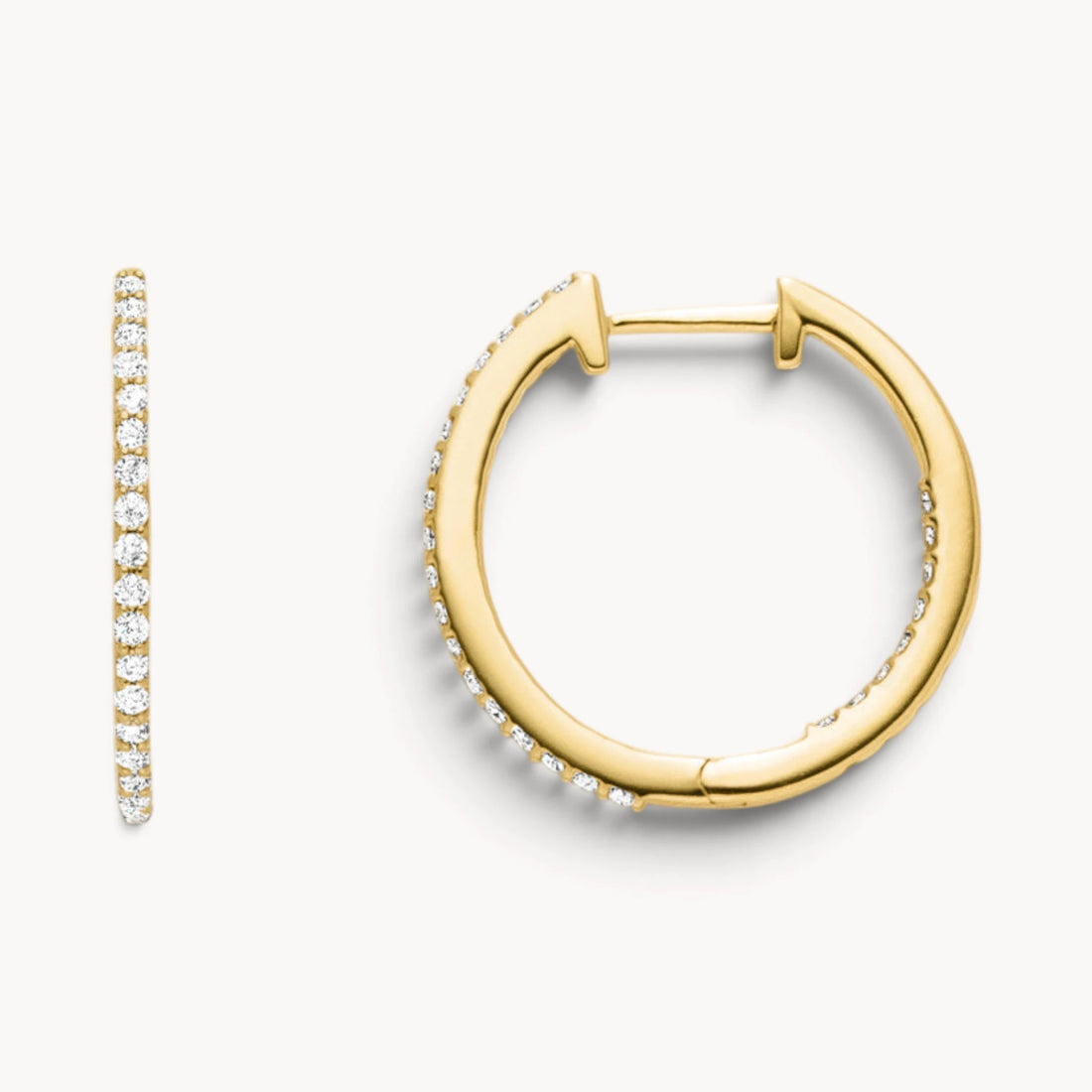 Creole in 585er Gold mit Diamant, innen/außen ausgefasst