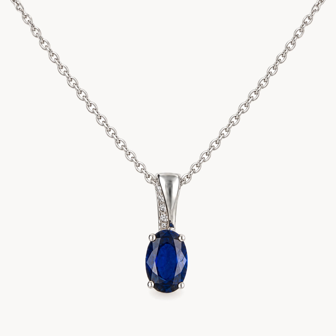 Collier in 585er Weißgold mit Diamant &amp; Saphir