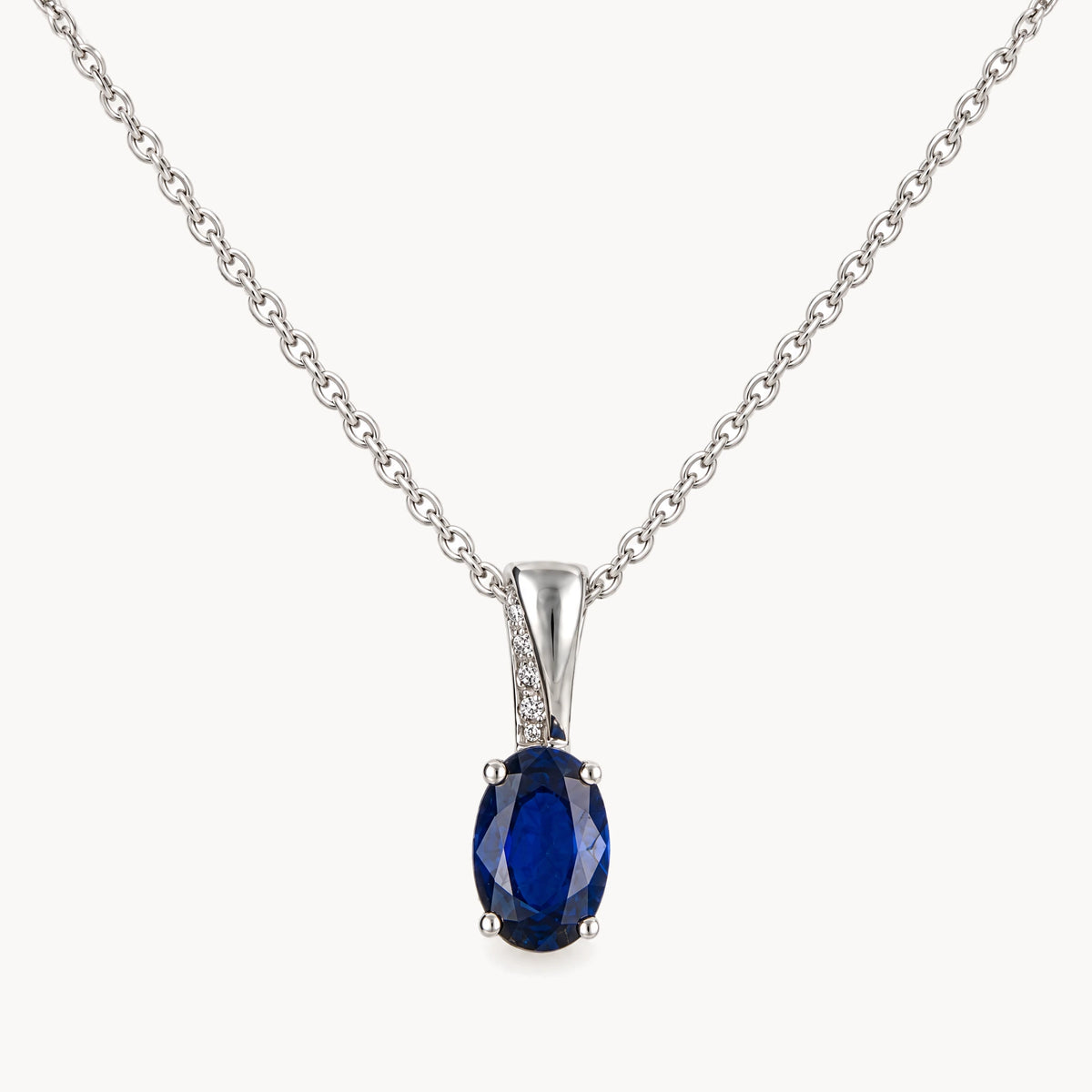 Collier in 585er Weißgold mit Diamant &amp; Saphir