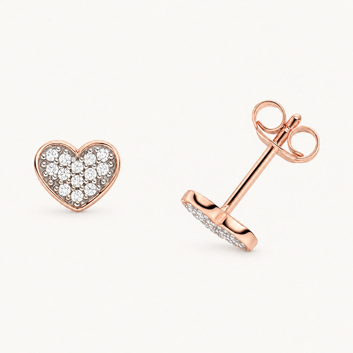 Ohrstecker „Herz“ in 925er Silber mit Zirkonia – rosé vergoldet