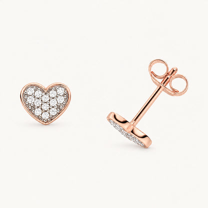 Ohrstecker „Herz“ in 925er Silber mit Zirkonia – rosé vergoldet