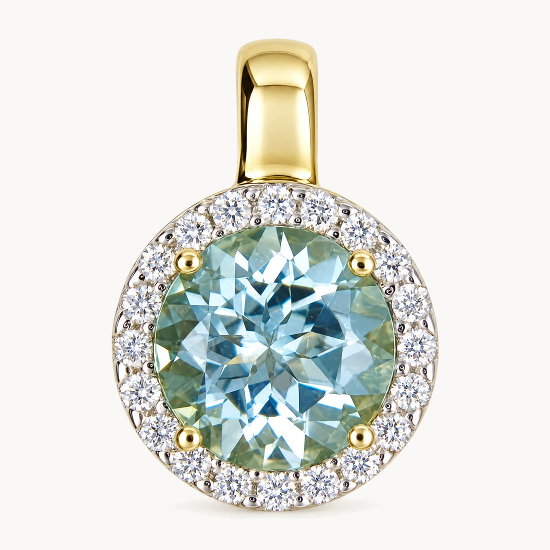 Anhänger in 585er Gelbgold mit Aquamarin &amp; Diamant