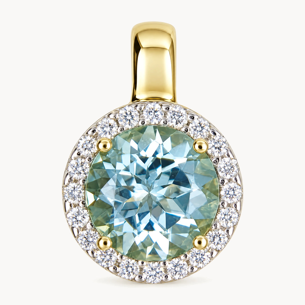 Anhänger in 585er Gelbgold mit Aquamarin &amp; Diamant
