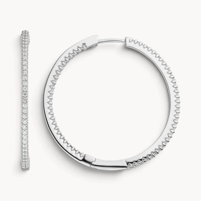 Creole in 925er Silber mit Zirkonia, innen/außen ausgefasst