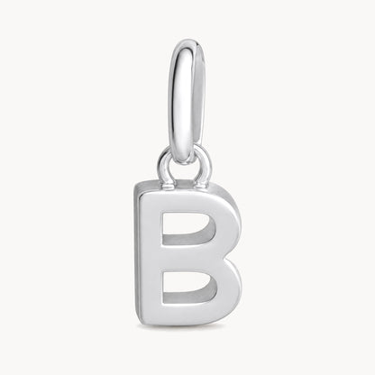Buchstabenanhänger „B“ in 925er Silber rhodiniert, massiv