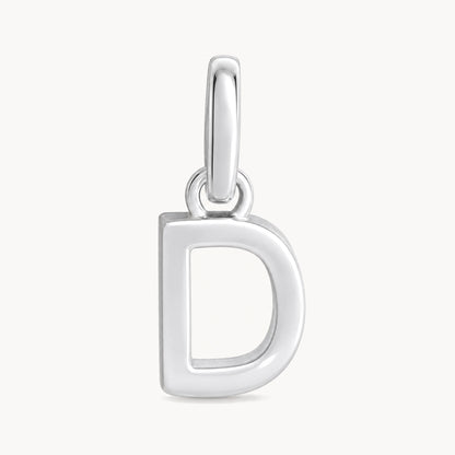 Buchstabenanhänger „D“ in 925er Silber rhodiniert, massiv