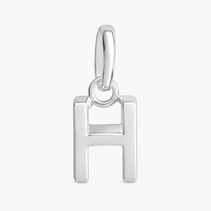 Buchstabenanhänger „H“ in 925er Silber rhodiniert, massiv
