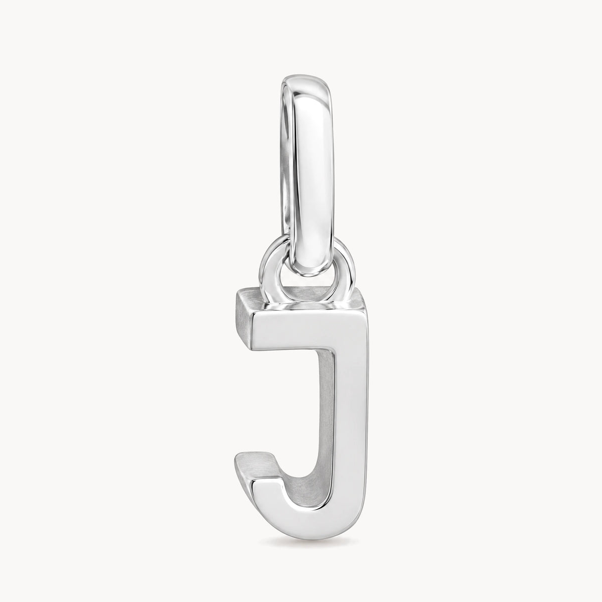 Buchstabenanhänger „J“ in 925er Silber rhodiniert, massiv
