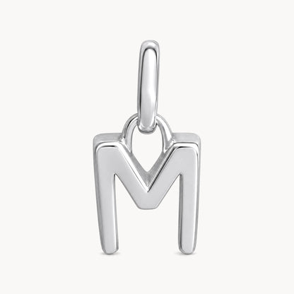Buchstabenanhänger „M“ in 925er Silber rhodiniert, massiv