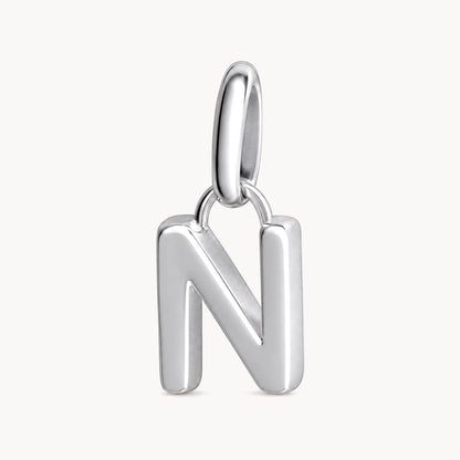 Buchstabenanhänger „N“ in 925er Silber rhodiniert, massiv