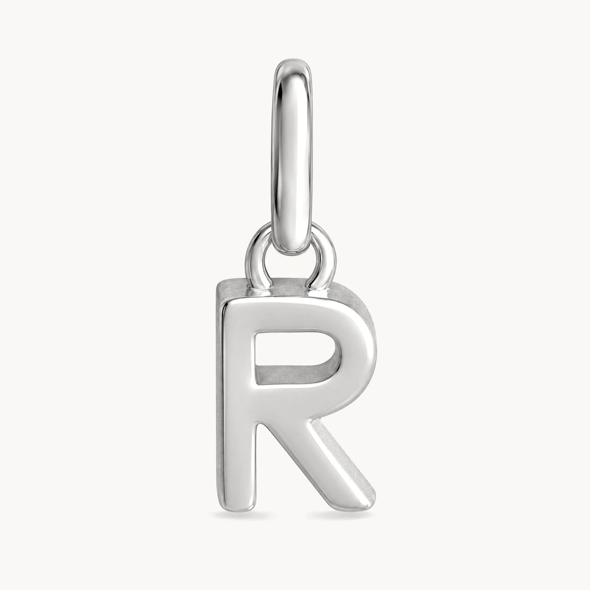 Buchstabenanhänger „R“ in 925er Silber rhodiniert, massiv