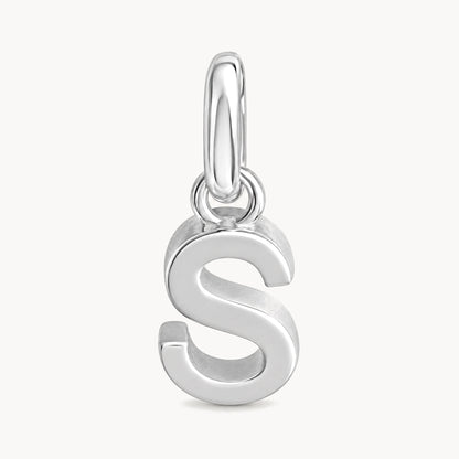 Buchstabenanhänger „S“ in 925er Silber rhodiniert, massiv