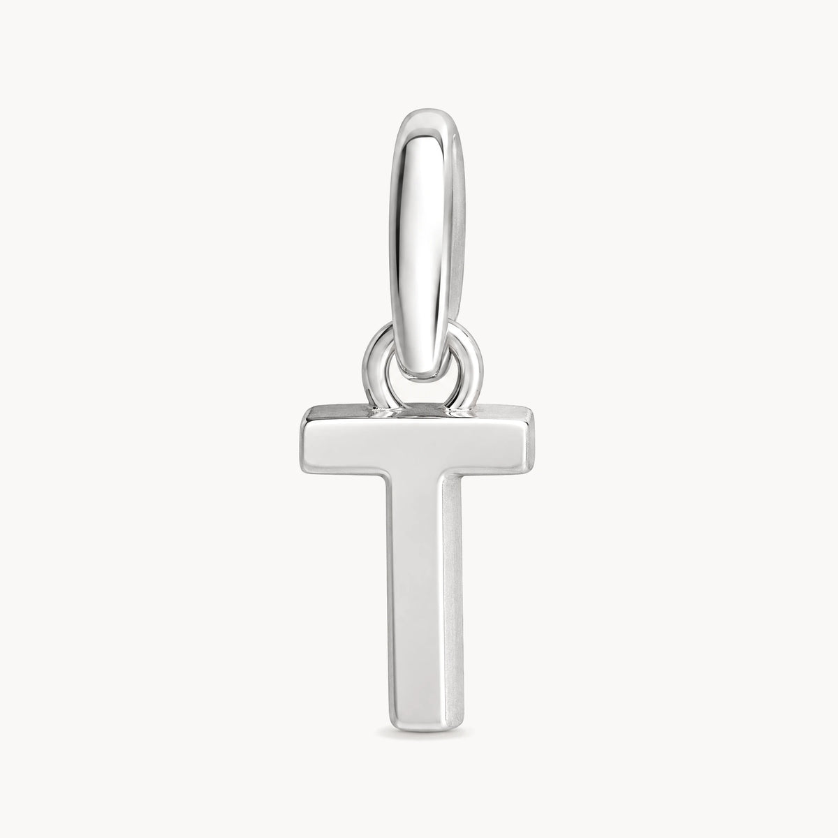 Buchstabenanhänger „T“ in 925er Silber rhodiniert, massiv