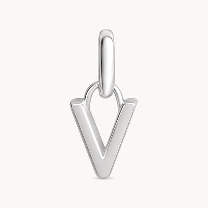 Buchstabenanhänger „V“ in 925er Silber rhodiniert, massiv