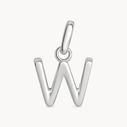 Buchstabenanhänger „W“ in 925er Silber rhodiniert, massiv