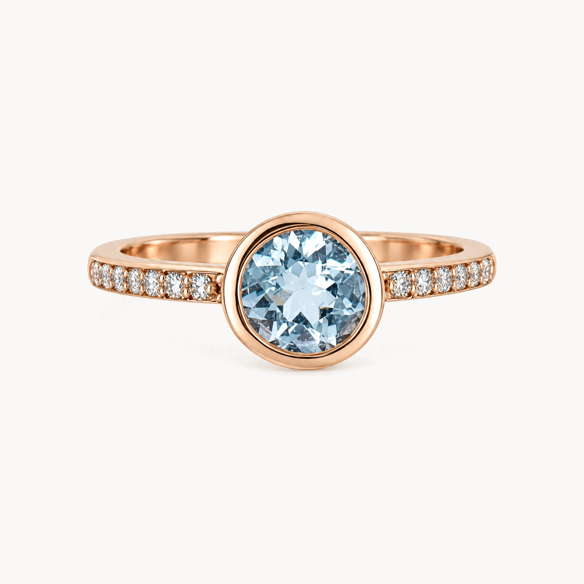 Ring in 585er Rotgold mit Diamant &amp; Aquamarin