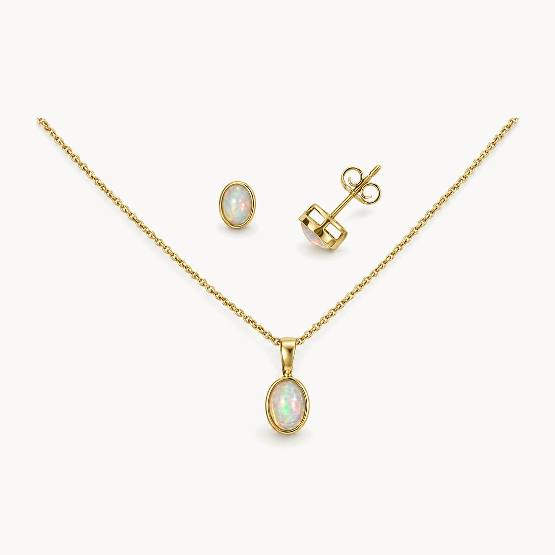 Collier/Ohrstecker in 333er Gelbgold mit Opal