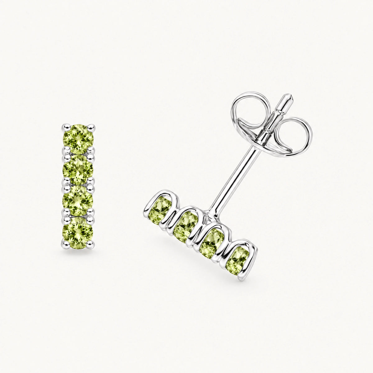 Ohrstecker in 925er Silber bicolor mit Farbsteinen – Peridot
