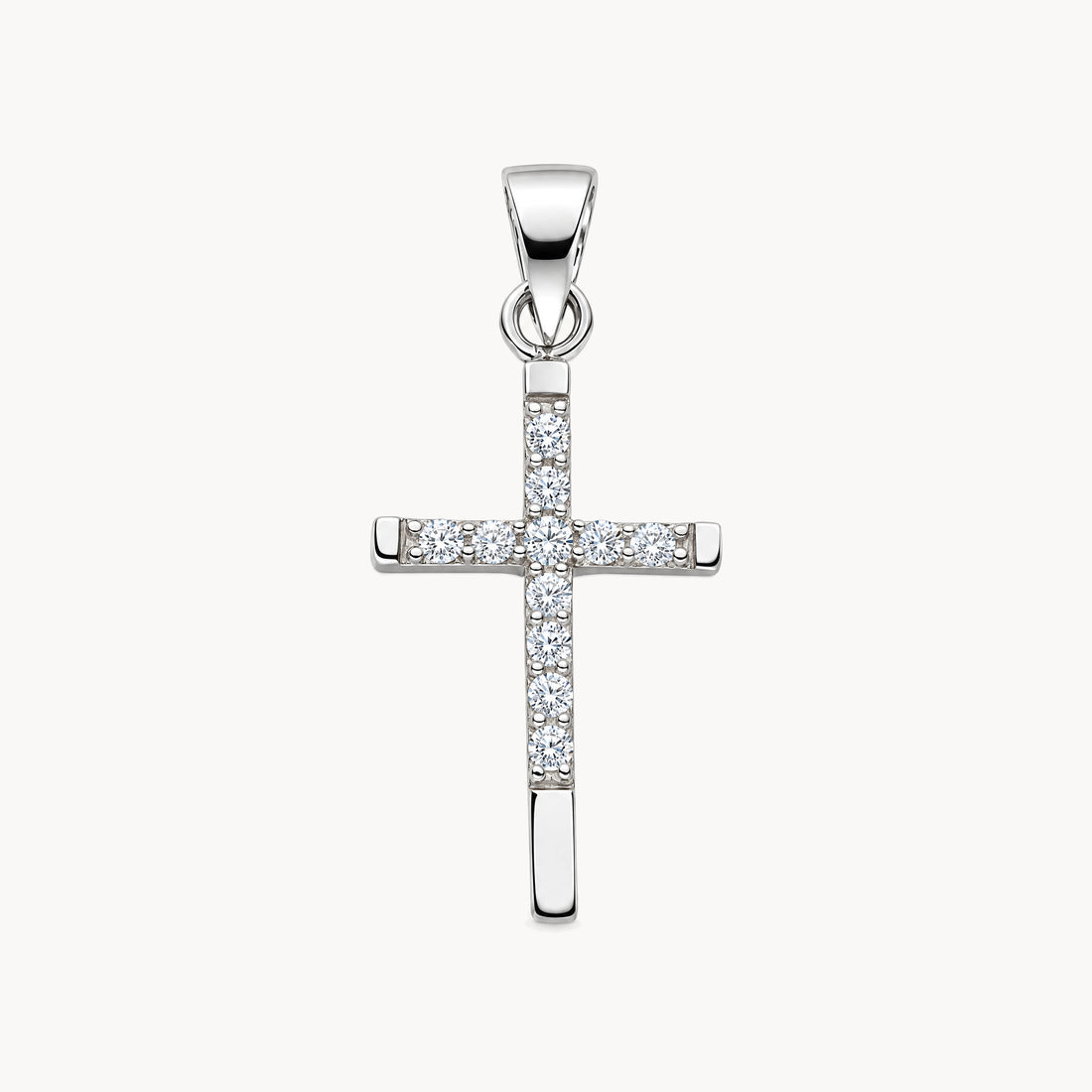 Kreuzanhänger in 925er Silber rhodiniert mit Zirkonia
