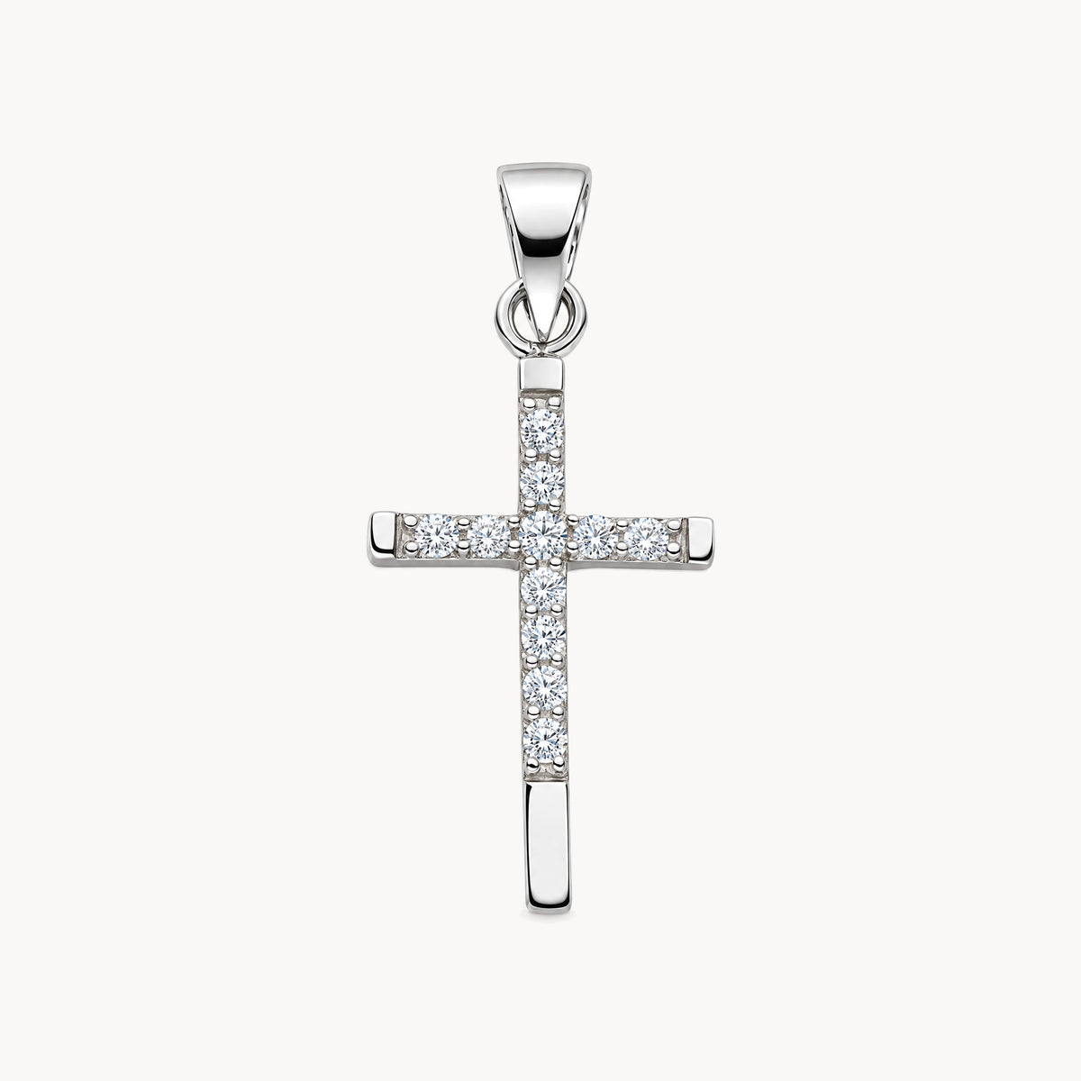 Kreuzanhänger in 925er Silber rhodiniert mit Zirkonia