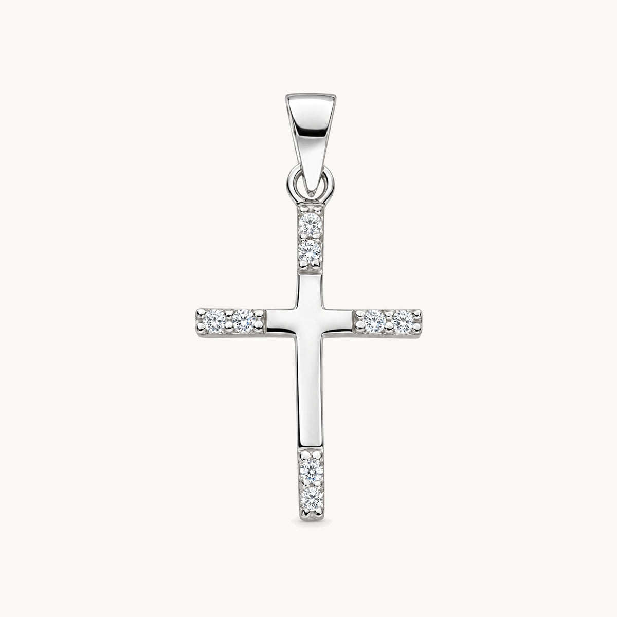 Kreuzanhänger in 925er Silber rhodiniert mit Zirkonia