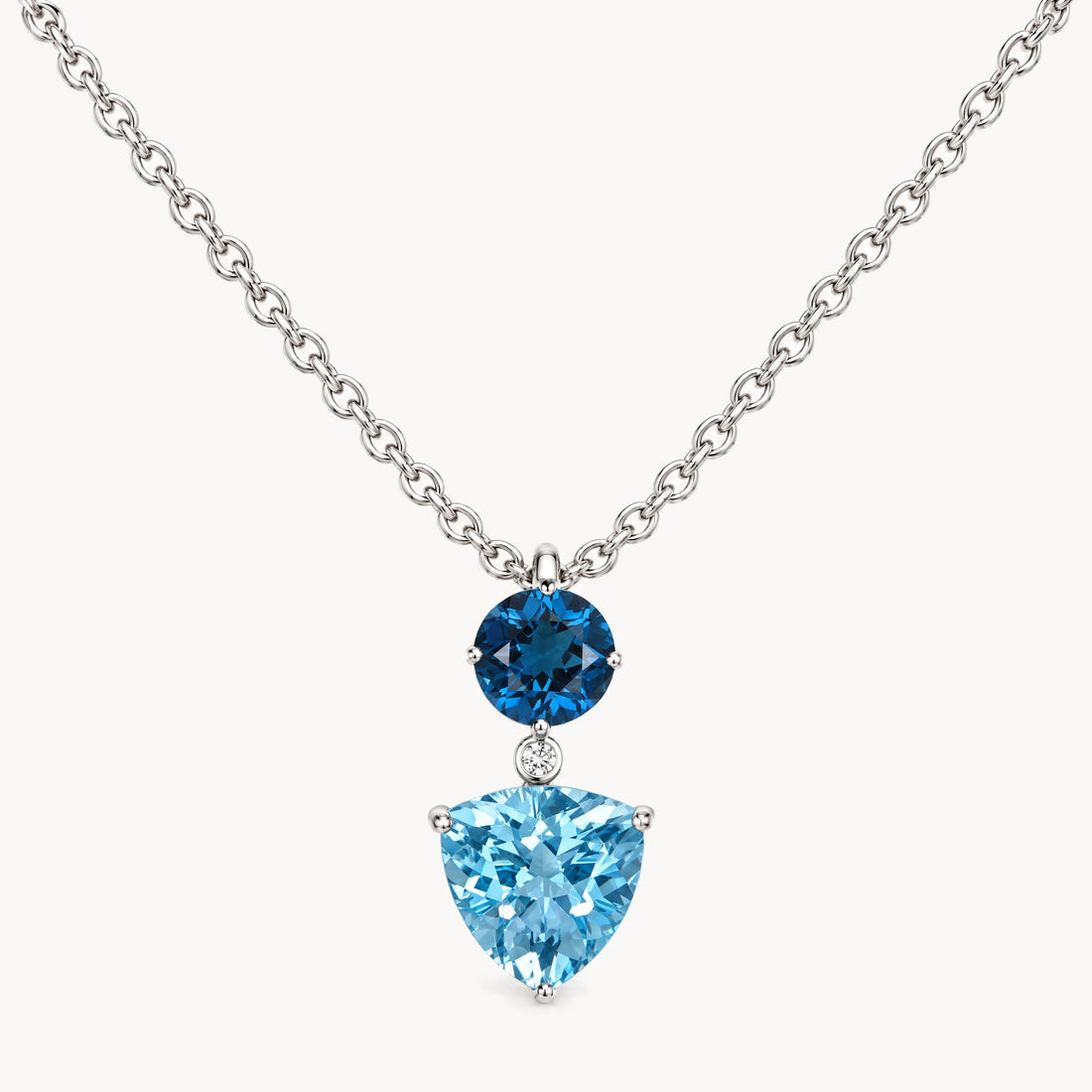 Collier in 750er Weißgold mit Blautopas &amp; Diamant