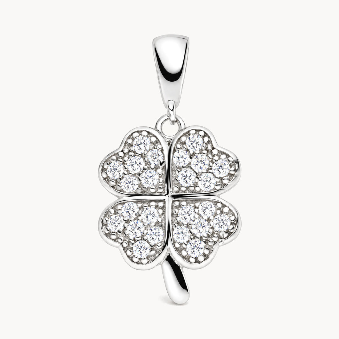Kleeblatt-Anhänger mit Zirkonia in 925 Silber rhodiniert